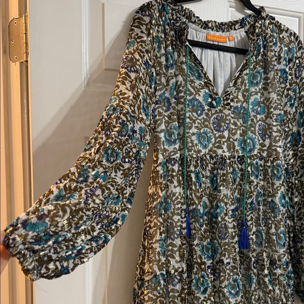 OLIPHANT Boho Floral Tiered Dress with Tassel Tie - Picture 4 of 7
